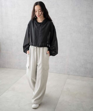 WEGO 【ウエストゴム】スウェットカーゴパンツ 杢グレー