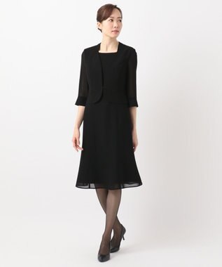 自由区 FORMAL 【洗える/着心地楽々】セオプラスエス ウォッシャブル ワンピース ブラック系