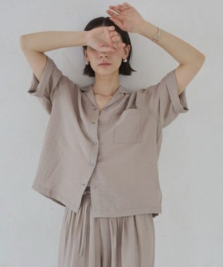 WEGO 【ANGIE VINTAGE】接触冷感開襟シャツ ライトグレー