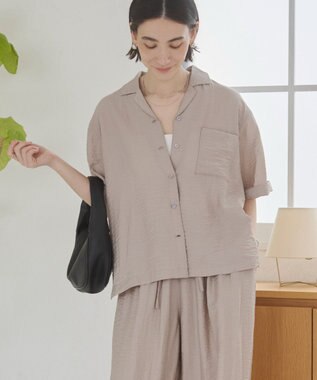 WEGO 【ANGIE VINTAGE】接触冷感開襟シャツ ライトグレー