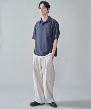 WEGO リネンライクスキッパーシャツ（SS） ブラック中濃色