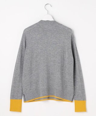 J.PRESS LADIES L SOFT TOUCH WOOL ブロッキング ニット グレー×イエロー系