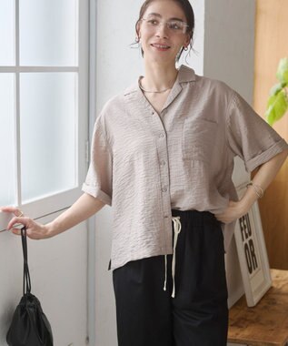 WEGO 【ANGIE VINTAGE】接触冷感開襟シャツ ライトグレー