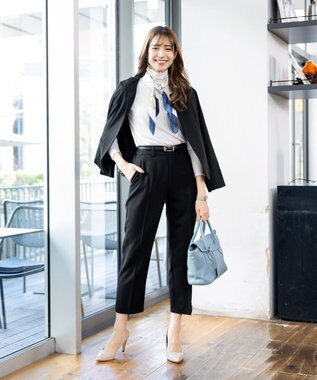 Tiaclasse 【セットアップ可・洗える】麻調薄地ストレートパンツ ブラック