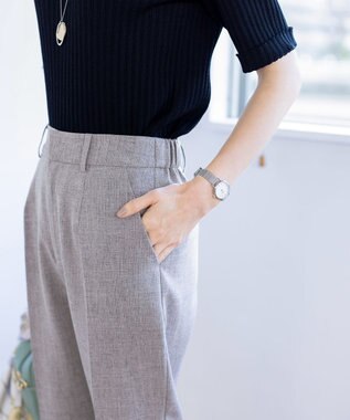 Tiaclasse 【セットアップ可・洗える】麻調薄地ストレートパンツ グレー