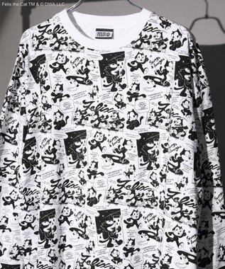 Green Parks ■ＦＥＬＩＸ　総柄ｐｔ　ロンＴＥＥ White×Black