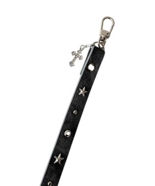 WEGO スタッズデニムライクストラップ ブラック