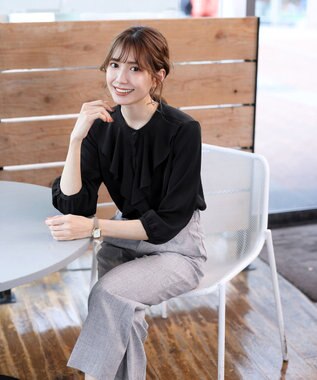 Tiaclasse 【セットアップ可・洗える】麻調薄地ストレートパンツ グレー