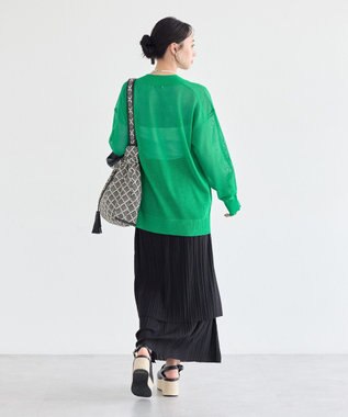 earth music&ecology シアーＶネックカーディガン Green