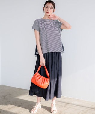 組曲 S ギャザーライトデシン パンツ ネイビー系