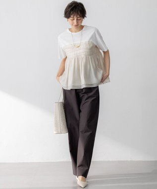 23区 L 【WEB&一部店舗限定カラーあり】オーガンジービスチェコンビ カットソー ベージュ系