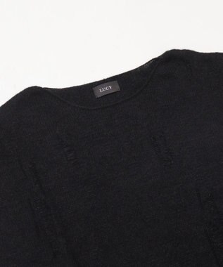 WEGO ダブルガーゼダメージプルオーバー ブラック