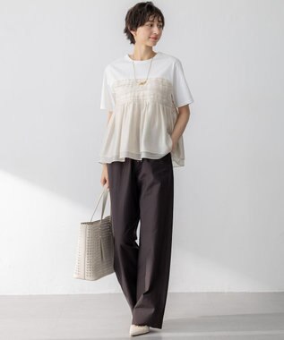 23区 【WEB&一部店舗限定カラーあり】オーガンジービスチェコンビ カットソー ベージュ系