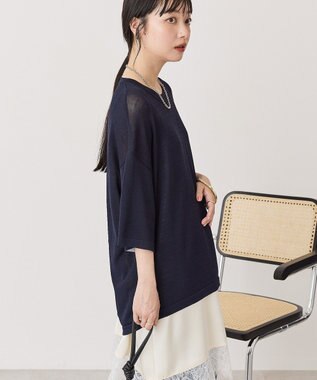 AMERICAN HOLIC 配色コクーンシルエットニット Dark Navy