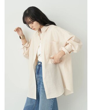 earth music&ecology サッカーストライプボーイズライクシャツ Orange