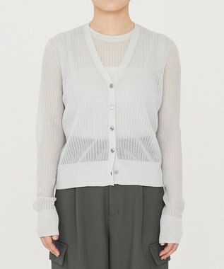 uncrave シアー リブ ニット カーディガン（uncrave STANDARD） ライトセージ