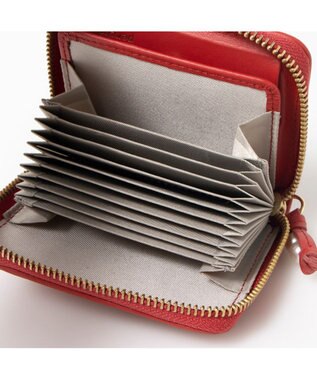 UNBILLION ペルケ perche / シーププリーツ・ジャバラカードウォレット レッド