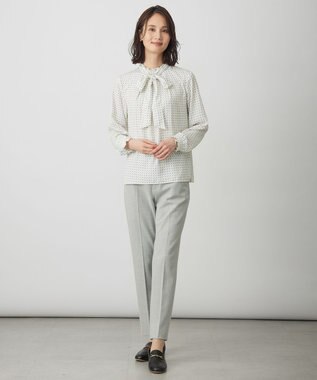 J.PRESS LADIES S スエード幾何プリント ブラウス オフ系