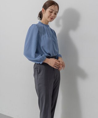 組曲 S ライトデシンフリル襟 ブラウス ブルー系1