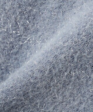 YECCA VECCA ラメフェザー袖フリンジニット Blue