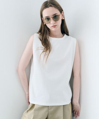 uncrave ダブルフェイスジャージー ノースリーブカットソー オフ