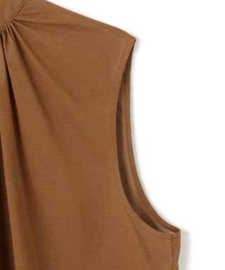 BEIGE， 【洗える】BAC / コットンバックボウタイノースリーブブラウス Brown