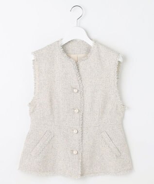 Feroux 【セットアップ対応】春ツイード コンパクトジレ ホワイト系1