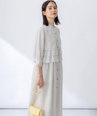 組曲 リヨセルシャーティング ワンピース ベージュストライプ系1