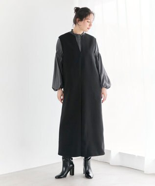 #Newans 【洗濯機可】キーネックジャンパースカート ブラック