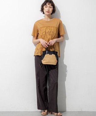 23区 【見上愛さん着用】ペーパーライクコンビ ショルダーバッグ (S) ブラック×ベージュ