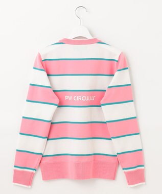 PW CIRCULUS 【WOMEN】【洗える/イージーケア】ロゴ ボーダー ニット ゴルフウェア レディース ピンク系1