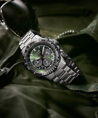 CITIZEN 【電池交換不要/20気圧防水/クロノグラフ】ケース40mmのパイロットウオッチ シルバー