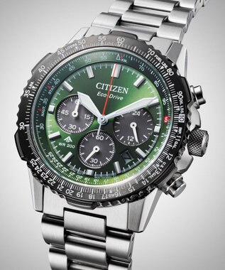 CITIZEN 【電池交換不要/20気圧防水/クロノグラフ】ケース40mmのパイロットウオッチ シルバー
