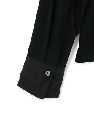 ICB 【洗える】 コンビネーションジャージー ヘンリーネックカットソー ブラック系