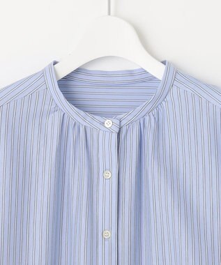 J.PRESS LADIES ストライプジャージー バンドカラー カットソー サックスブルー系1