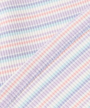 ANY KIDS オン・オフショルダー ボーダー Tシャツ ラベンダー系