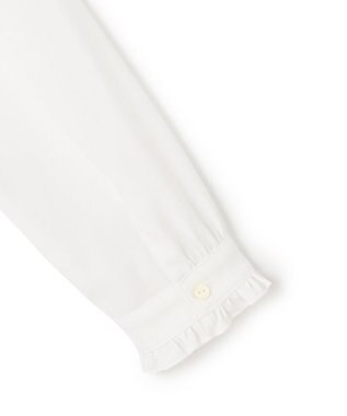 23区 L 【洗える】バックサテンアムンゼン フリルデザインシャツ ホワイト系