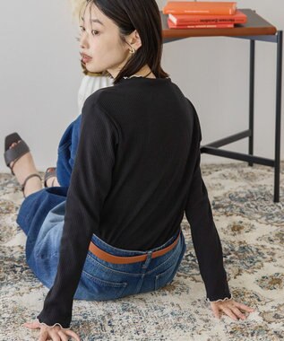 AMERICAN HOLIC 針抜きテレコカットプルオーバー Black