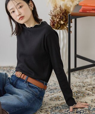 AMERICAN HOLIC 針抜きテレコカットプルオーバー Black