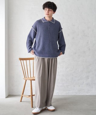 WEGO ハンドステッチポロプルオーバー ブルー