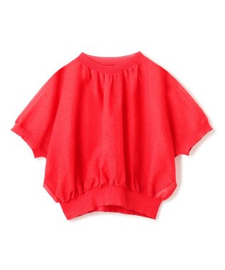 BEIGE， 【洗える・Oggi 7月号掲載】LUPINUS / リネン混半袖プルオーバーギャザーニット Poppy Red