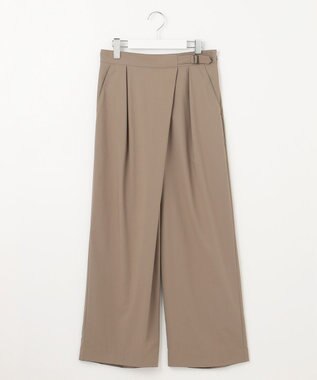 J.PRESS LADIES 【洗える】ストレッチタイプライター ラップディテール ワイド パンツ モカ系