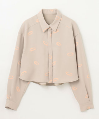 GRACE CONTINENTAL リップモチーフショートシャツ ベージュ