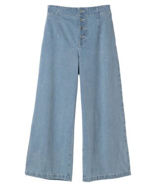 earth music&ecology ボタンフライワイドデニムパンツ Light Indigo