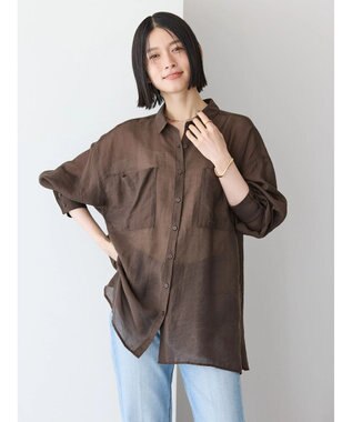 AMERICAN HOLIC シアーＣＯＯＬポケット付きルーズシャツ Brown