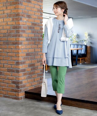 Tiaclasse 【洗える】レイヤードヘムシャツチュニック サックス