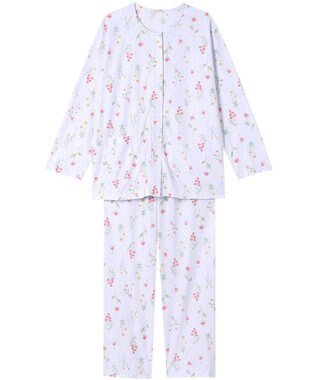 Wing パジャマ 長袖 長ズボン 綿混(本体) ジャカード天竺素材 レディース EP8073 ウイング／ワコール