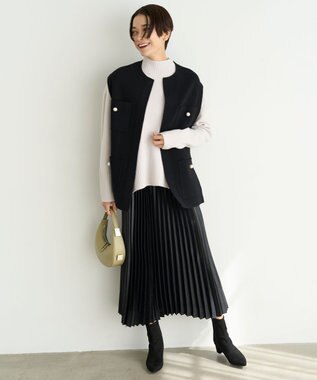 UNFILO ウールカシミヤ ハイネックニット グレージュ