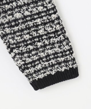 ANY 【洗濯機可】ツイードニットジャケット ブラック×ホワイト