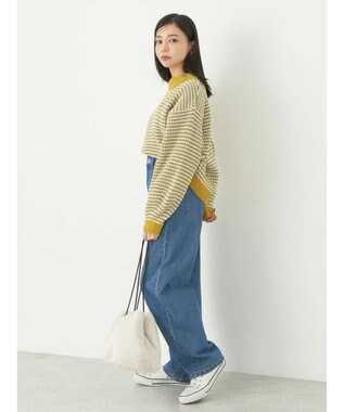 earth music&ecology マットベロアモールプルオーバー Border Yellow